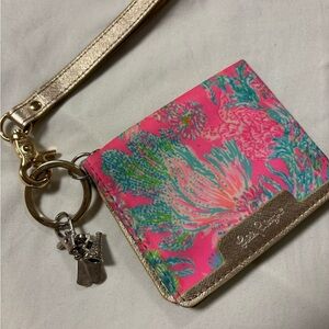 Lilly Pulitzer Vibrant Pink and Gold Wristlet